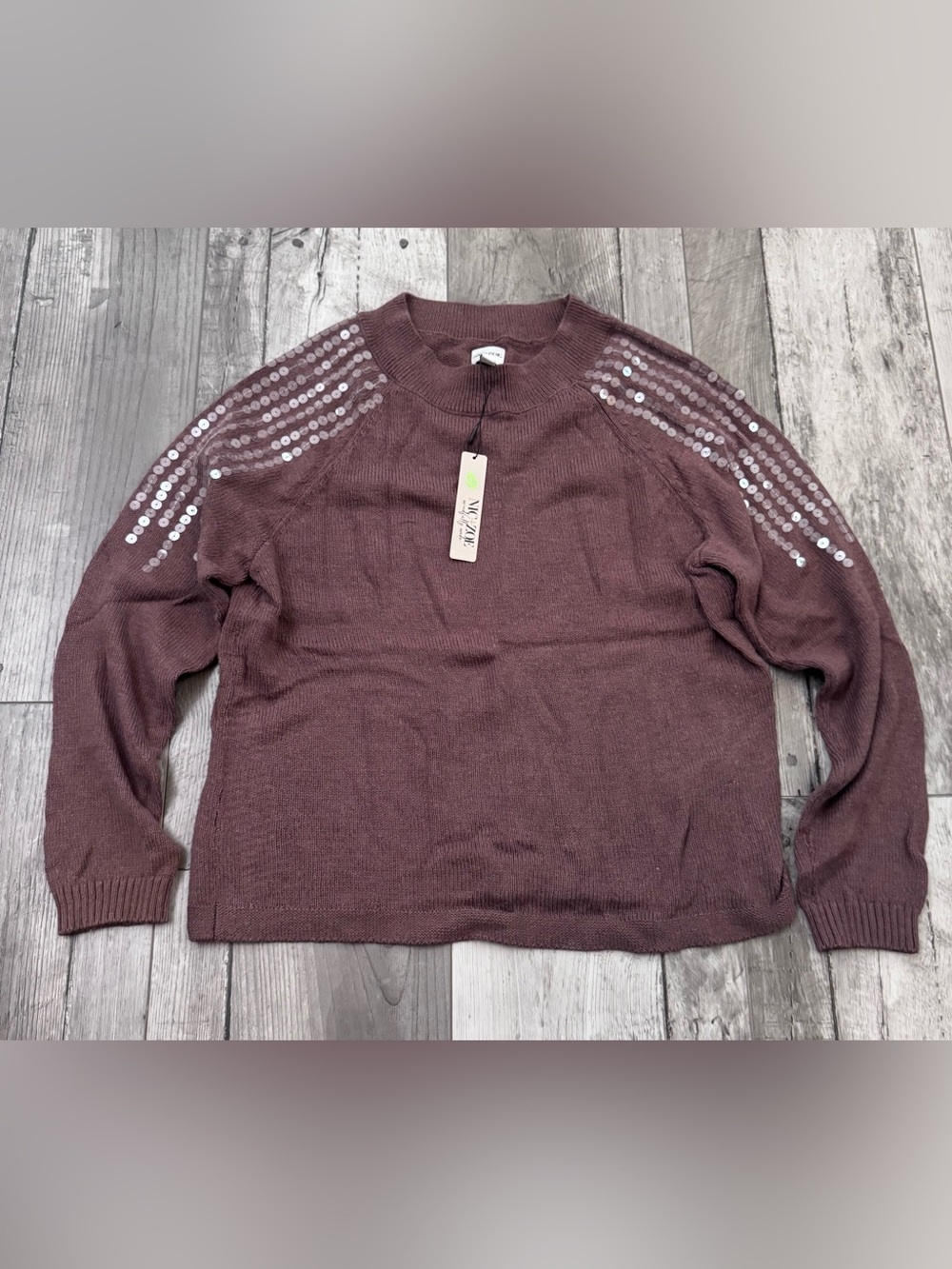 Nic+Zoe Subtle Shine Cotton Blend Sequin Sweater Pullover Medium New NWT $158